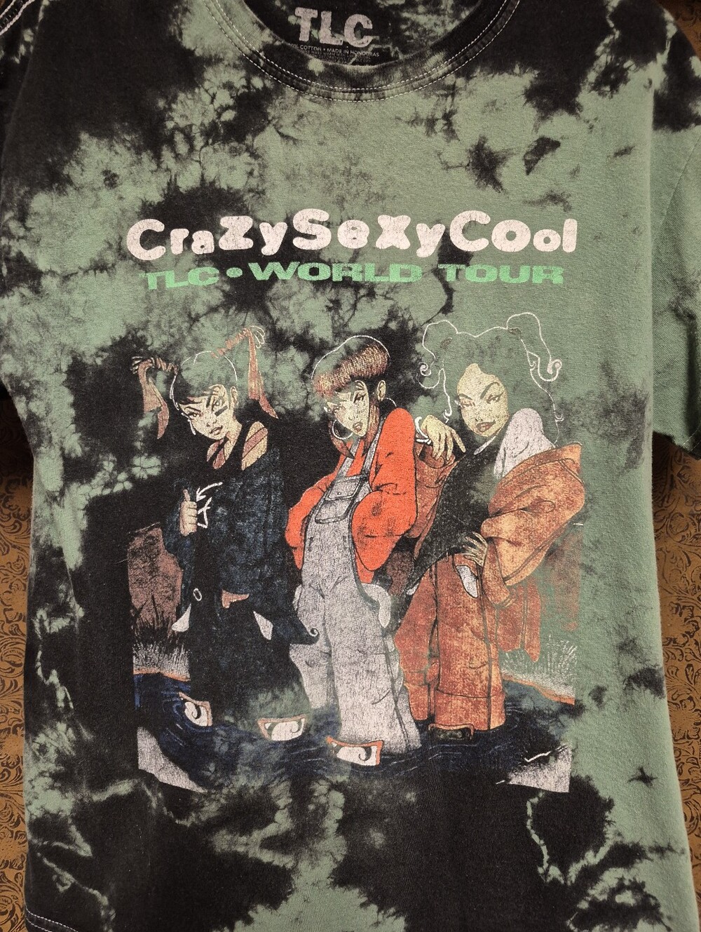 TLC CrazySexyCool Tie-Dye Band Tee - Green & Black